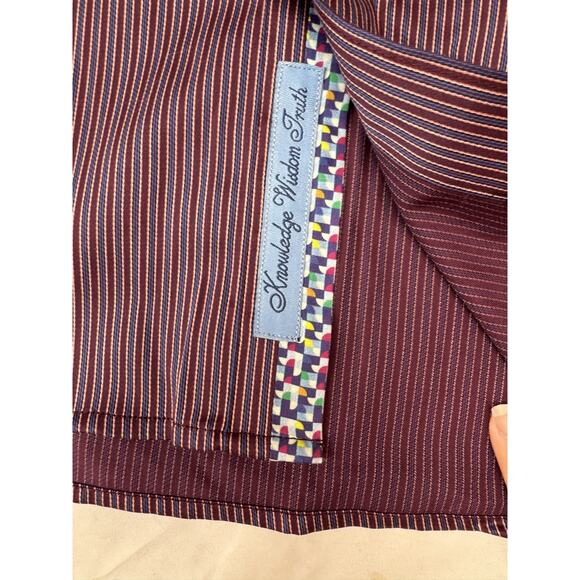 Robert Graham X Collection Garrott Purple Stripes Contrast Cuffs Collar Medium - Picture 8 of 13